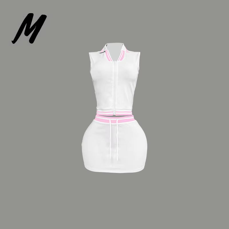 Clothing Manufacturers Custom Logo Polo Vest Top and Skirt Set Tracksuits Women Clothing Loungewear 2 Piece Set Women Sets