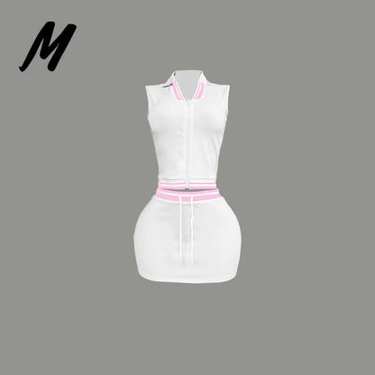Clothing Manufacturers Custom Logo Polo Vest Top and Skirt Set Tracksuits Women Clothing Loungewear 2 Piece Set Women Sets