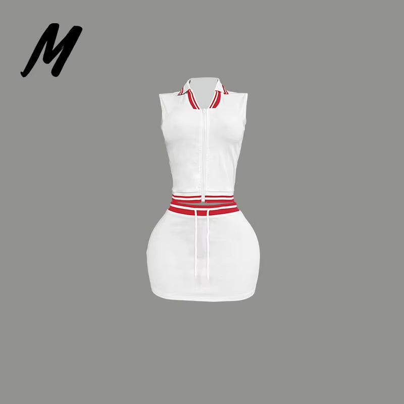 Clothing Manufacturers Custom Logo Polo Vest Top and Skirt Set Tracksuits Women Clothing Loungewear 2 Piece Set Women Sets