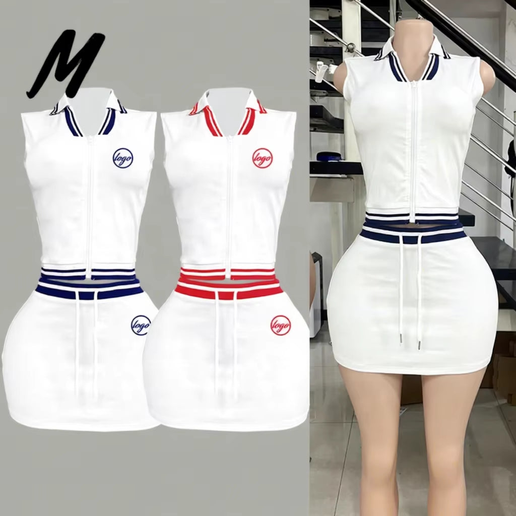 Clothing Manufacturers Custom Logo Polo Vest Top and Skirt Set Tracksuits Women Clothing Loungewear 2 Piece Set Women Sets