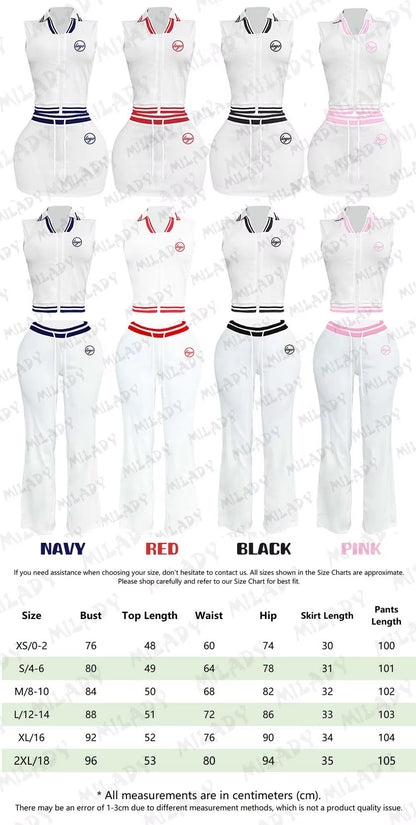 Clothing Manufacturers Custom Logo Polo Vest Top and Skirt Set Tracksuits Women Clothing Loungewear 2 Piece Set Women Sets