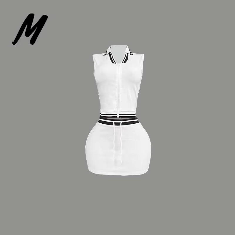 Clothing Manufacturers Custom Logo Polo Vest Top and Skirt Set Tracksuits Women Clothing Loungewear 2 Piece Set Women Sets