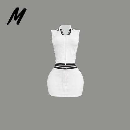 Clothing Manufacturers Custom Logo Polo Vest Top and Skirt Set Tracksuits Women Clothing Loungewear 2 Piece Set Women Sets